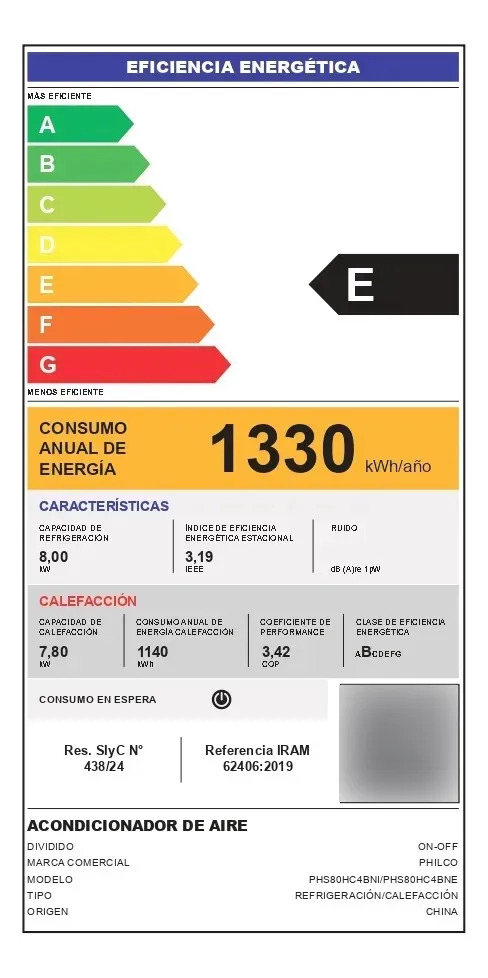 Aire Acondicionado Philco Phs80hc4bn 8000w Frio/calor Blanco
