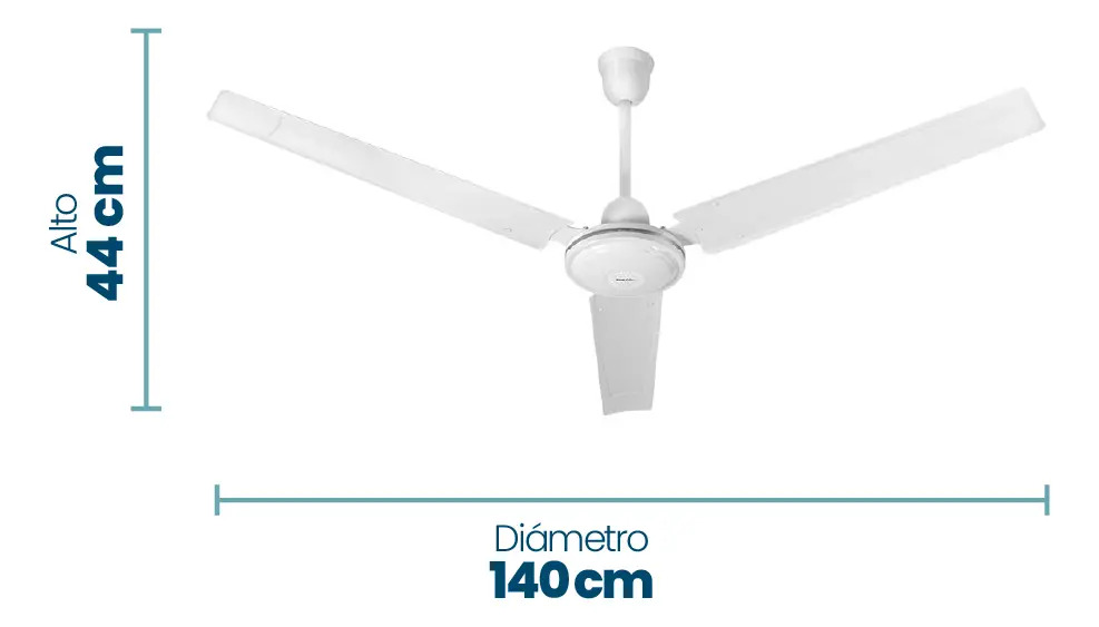 Ventilador Philco De Techo 56  Vtep5619p Sin Luz Blanco 1.422 M 50 Blanco Acero Galvanizado 3
