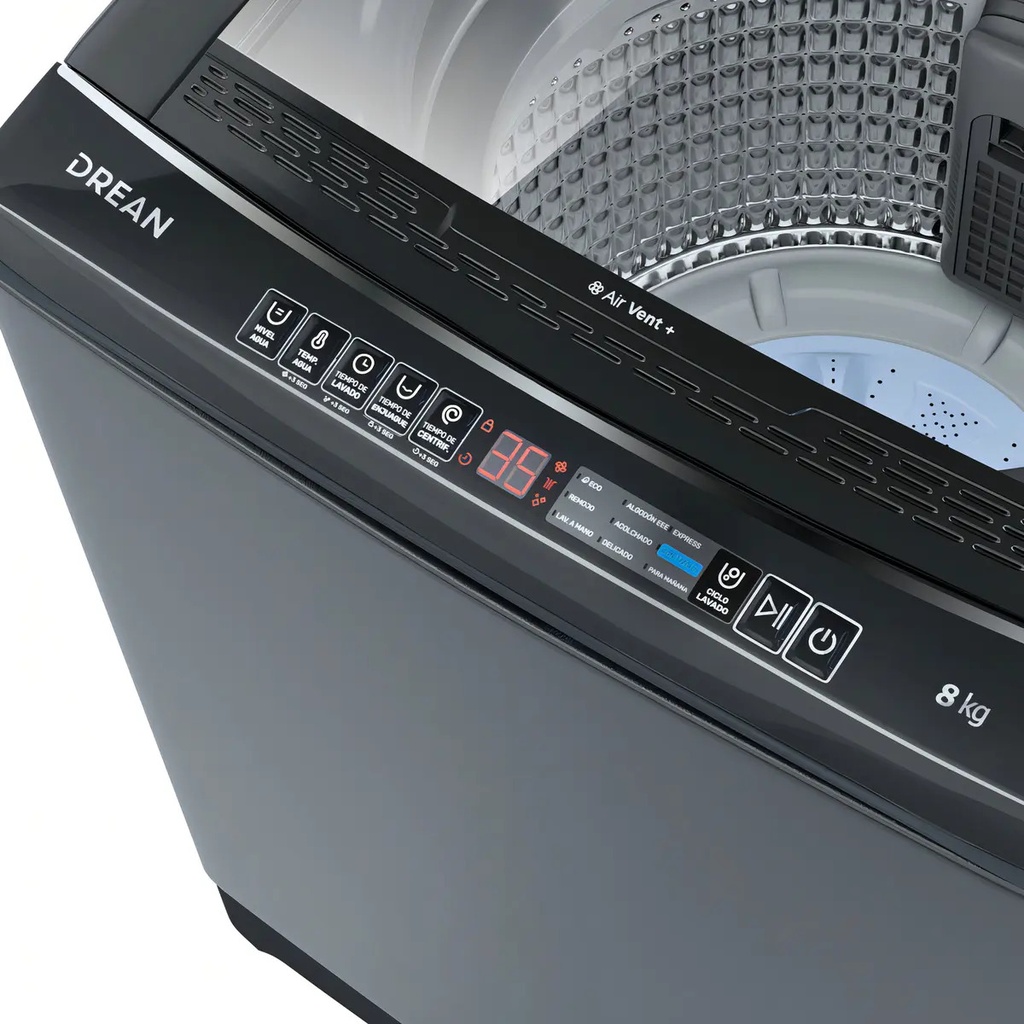 Lavarropas Drean Lpdr0865iLG 8kg Carga Superior Silver Gris