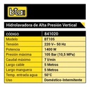 Hidrolavadora 105 Bar 1400w Bta 841020 Bt105 Lanza Y Mang. Amarillo 50