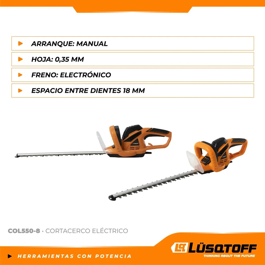 Cortacerco Eléctrico Lusqtoff Col550-8 51cm 550w 1600rpm Naranja
