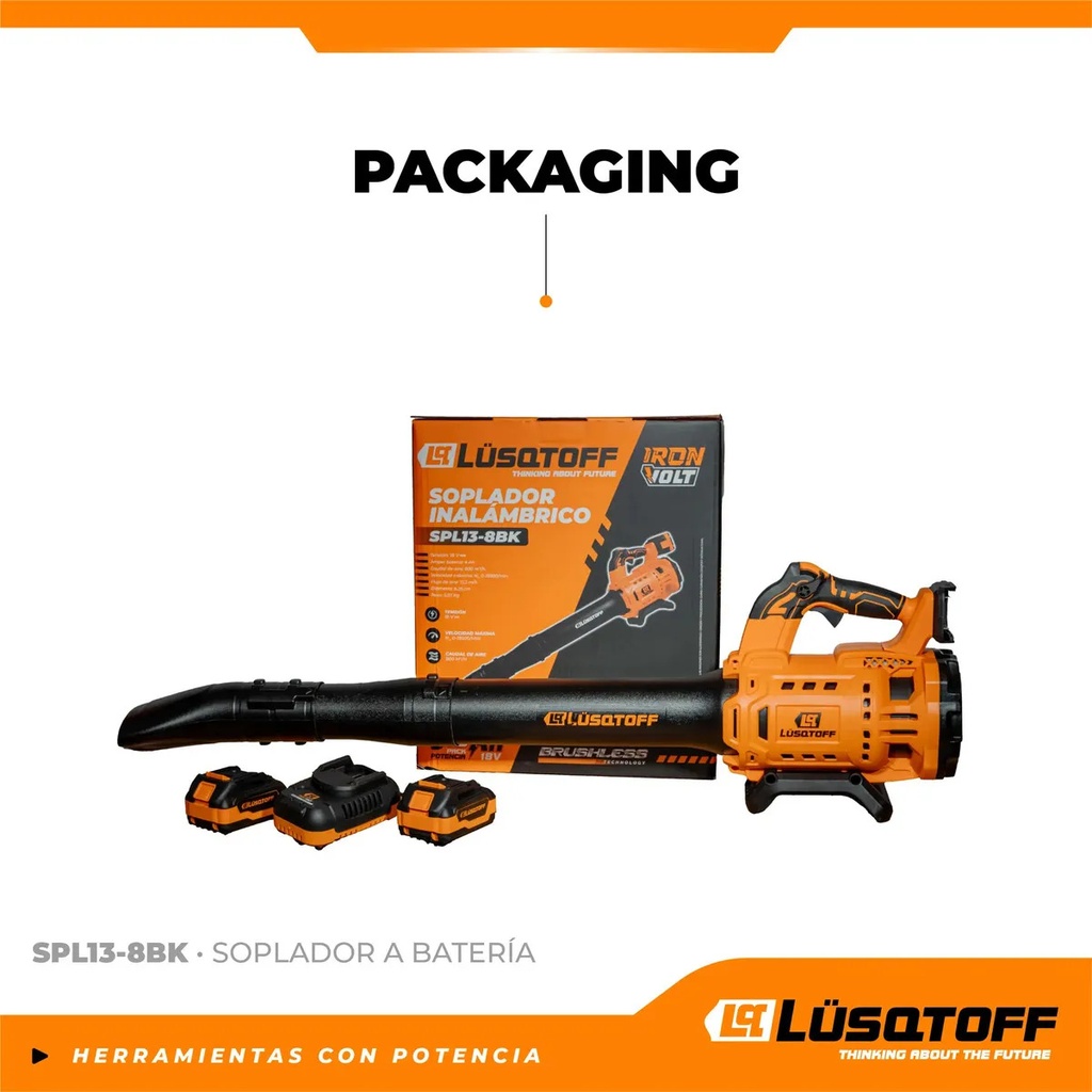 Soplador A Batería Lusqtoff Spl13-8bk Inalámbrico Brushless Naranja