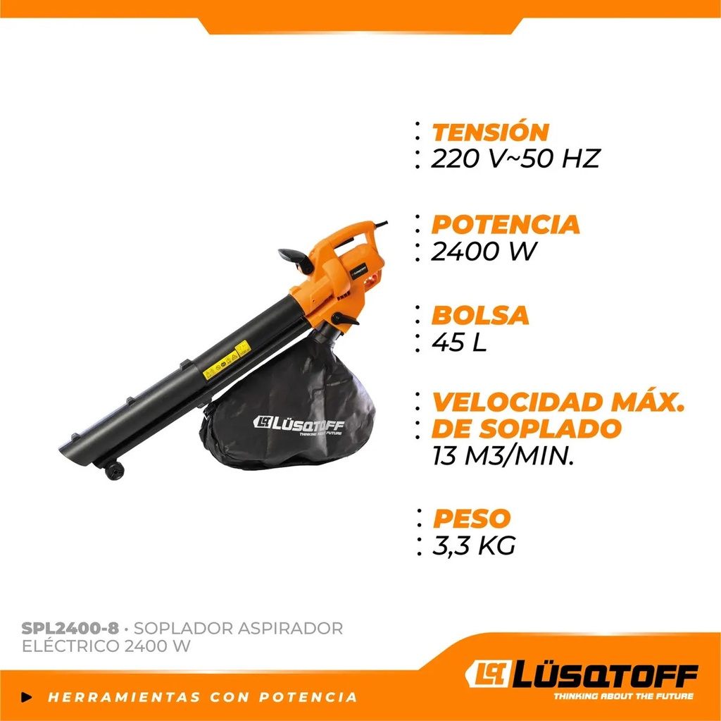 Sopladora Aspiradora Trituradora Lusqtoff Spl2400-8 2400w