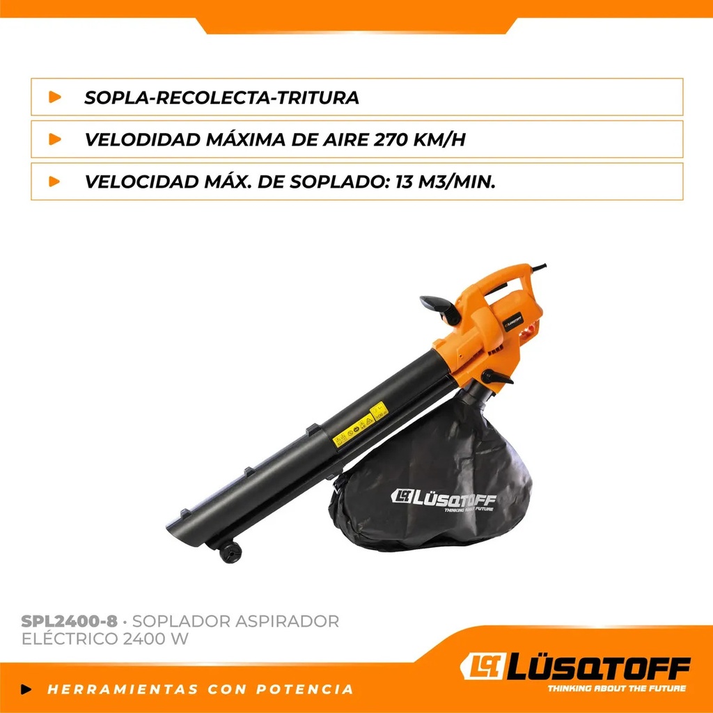 Sopladora Aspiradora Trituradora Lusqtoff Spl2400-8 2400w