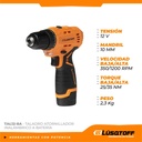 Taladro Atornillador A Bateria Lusqtoff Tal12-8a 12v Naranja