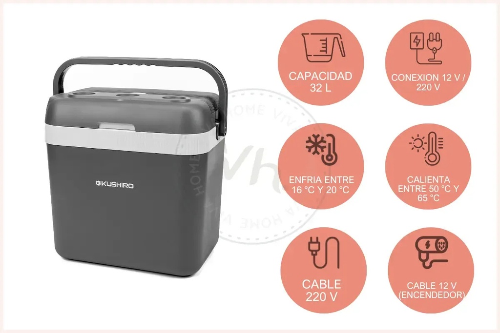 Conservadora Eléctrica Frío/calor Kushiro Cw-32a 32l 12v/200 Gris Oscuro