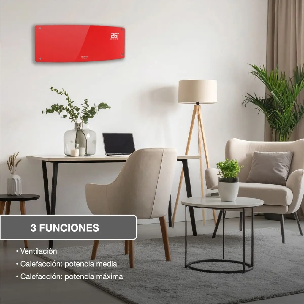 Caloventor Split Peabody De Pared Pe-cv20r Display Touch Led Rojo
