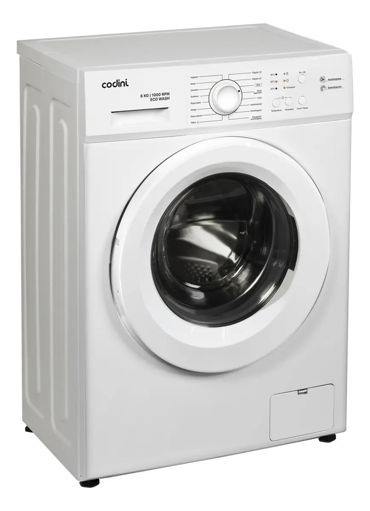 Lavarropas Codini Aiafe6010b 6kg Inverter Frontal Blanco Blanco