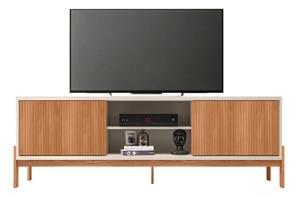 Rack Para Tv Caemmun Tannen 1.80 Hasta 72  Freijo Off White Marrón Oscuro