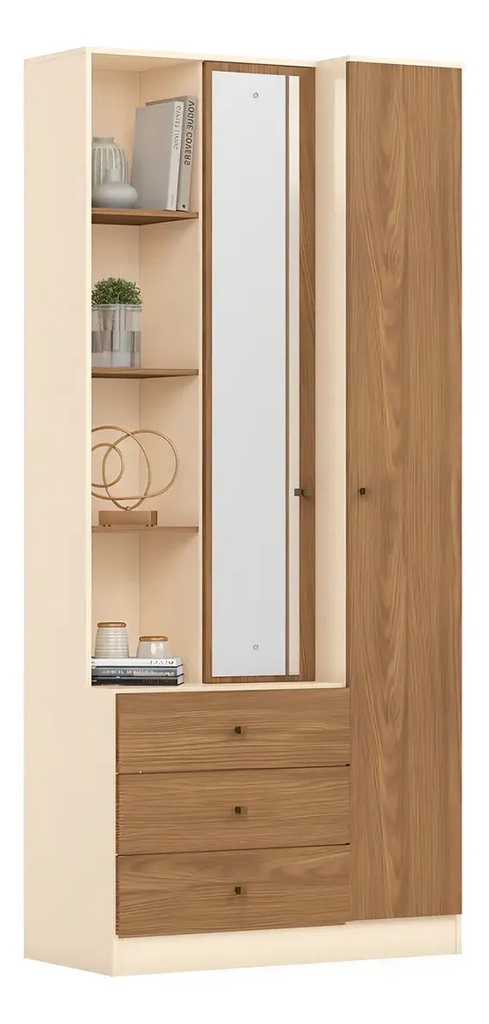 Ropero Armario Multiusos Henn Doha Organizador Natural/blanco