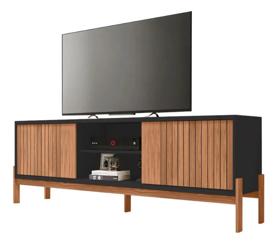 Rack Tv Caemmun Tannen 1.80 Hasta 72 Pulgadas Preto Freijo Negro