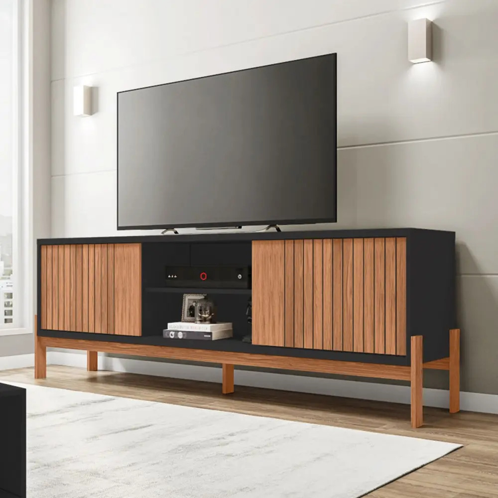 Rack Tv Caemmun Tannen 1.80 Hasta 72 Pulgadas Preto Freijo Negro