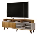 Rack Tv Dj Moveis Flow 1.80 Hasta 70 Pulgadas Cedro Bali Freijo/off White