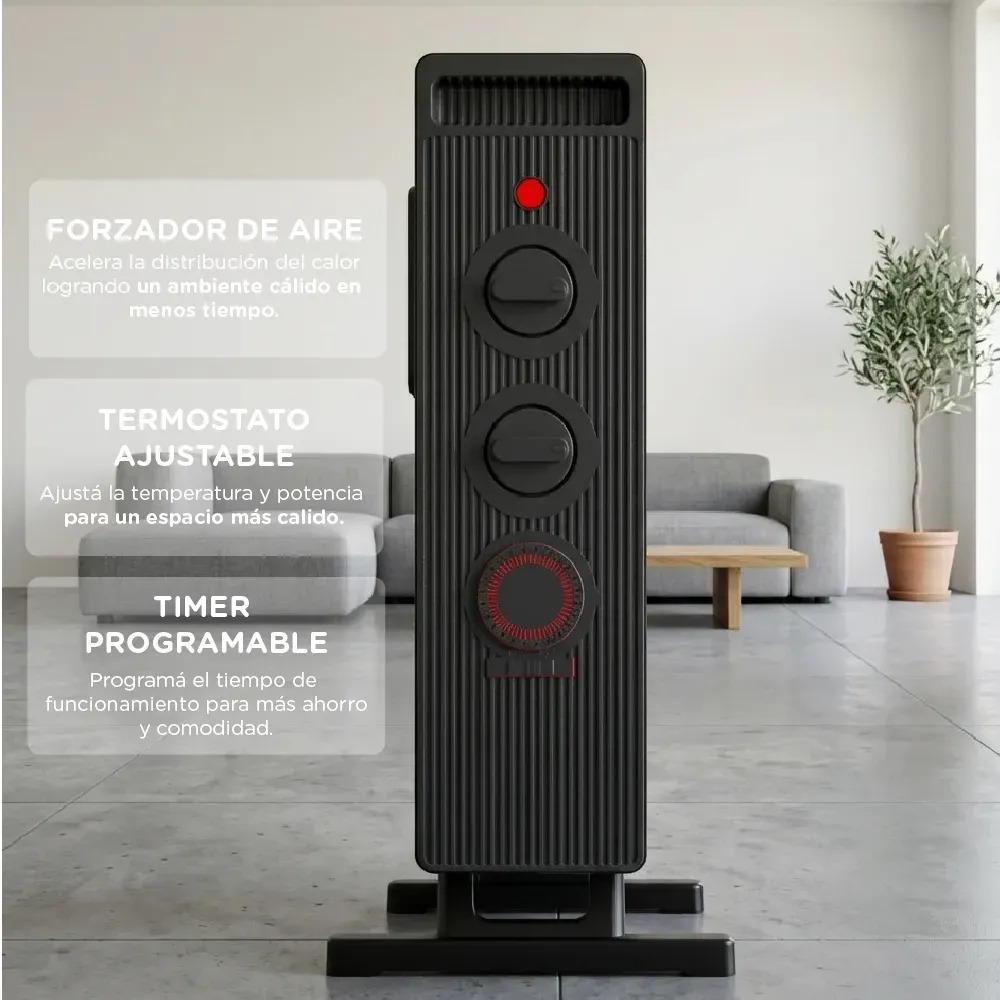 Calefactor Electrico Smartlife Co2000ftpn 2000w Timer Negro Negro