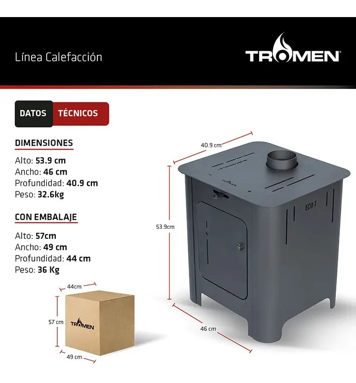 Salamandra Calefactor Tromen Eco 7000 + Kit Enlozad Techo 4
