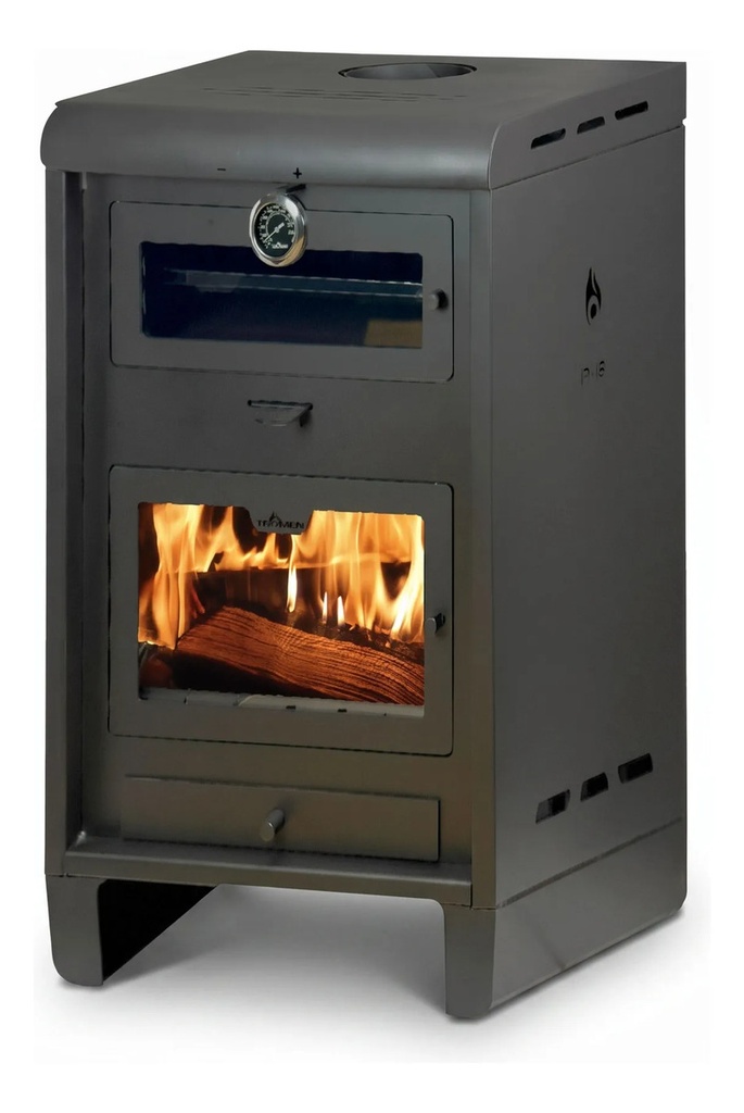 Estufa A Leña Tromen Pehuen 18000 C/horno + Kit Pared 6 