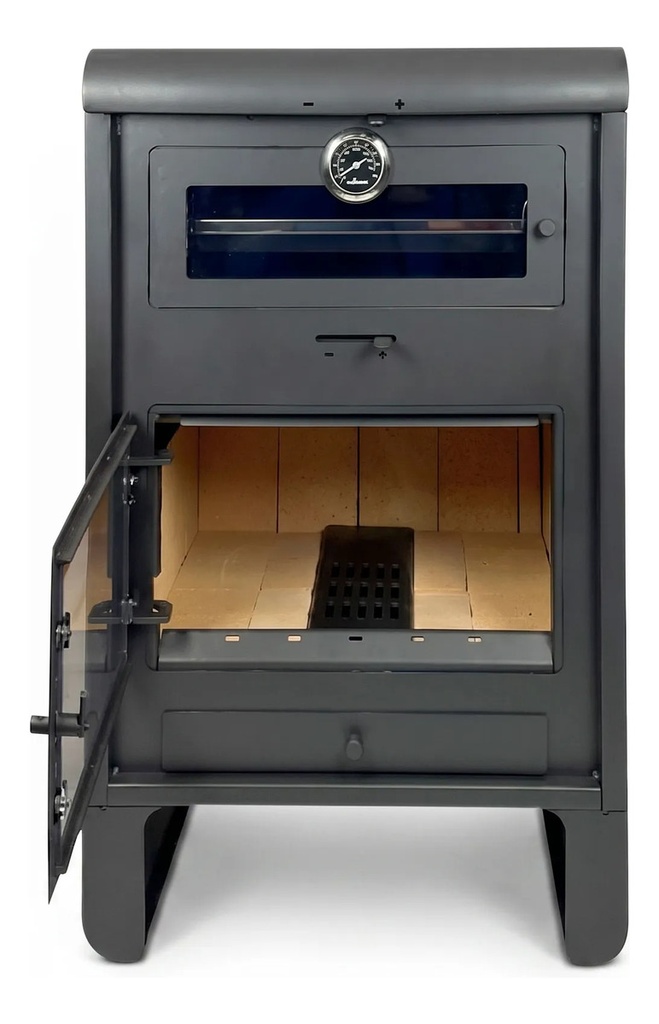 Estufa A Leña Tromen Pehuen 18000 Horno + Kit Techo 6