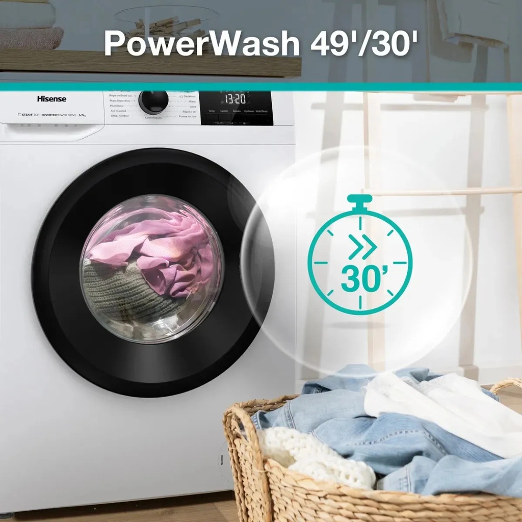 Lavarropas Hisense 6.5 Kg Wfg16541bw Carga Frontal Blanco Blanco