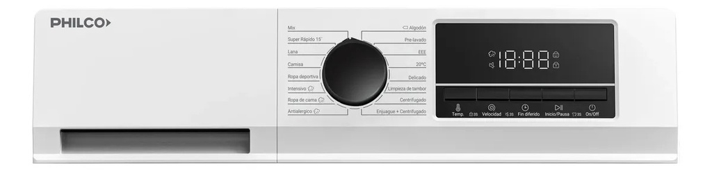 Lavarropas Philco Phlf61bn 6k Inverter Carga Frontal Blanco Blanco