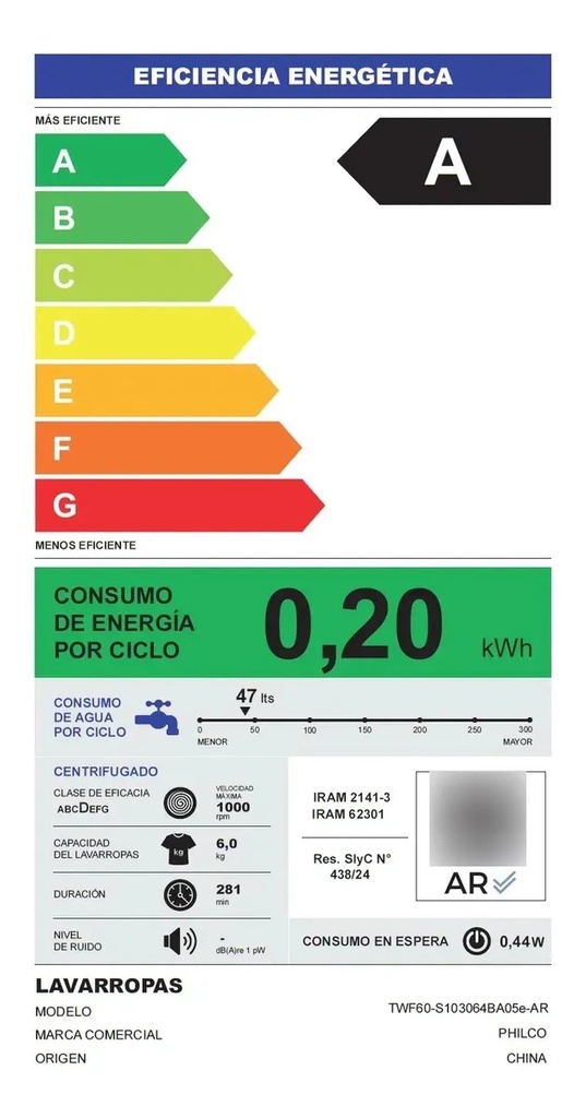Lavarropas Philco Phlf61bn 6k Inverter Carga Frontal Blanco Blanco