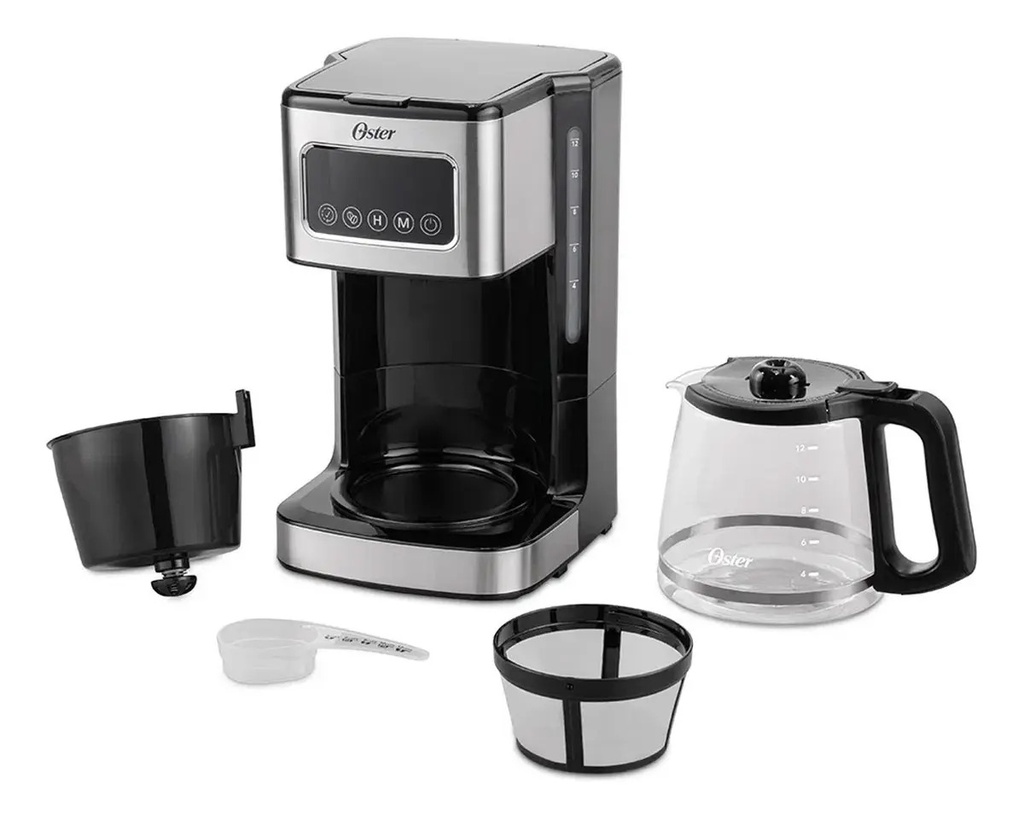 Cafetera De Filtro Oster Bvstdc4403 Pantalla Tactil 12 Tazas Plateado