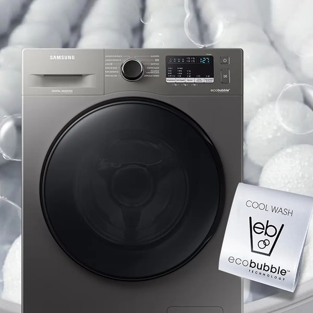 Lavarropas Samsung 7kg Ww70aa46bx Inverter Carga Frontal Inox
