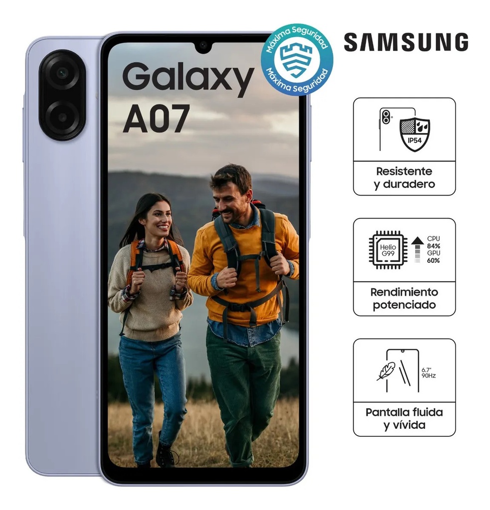 Celular Samsung Galaxy A07 64gb Light Violet Sm-a075mlvaltp Violeta