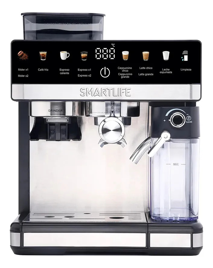 Cafetera Smart Life Expresso Sl-ecgdm5750 Dig C/molinillo Inox, Negro