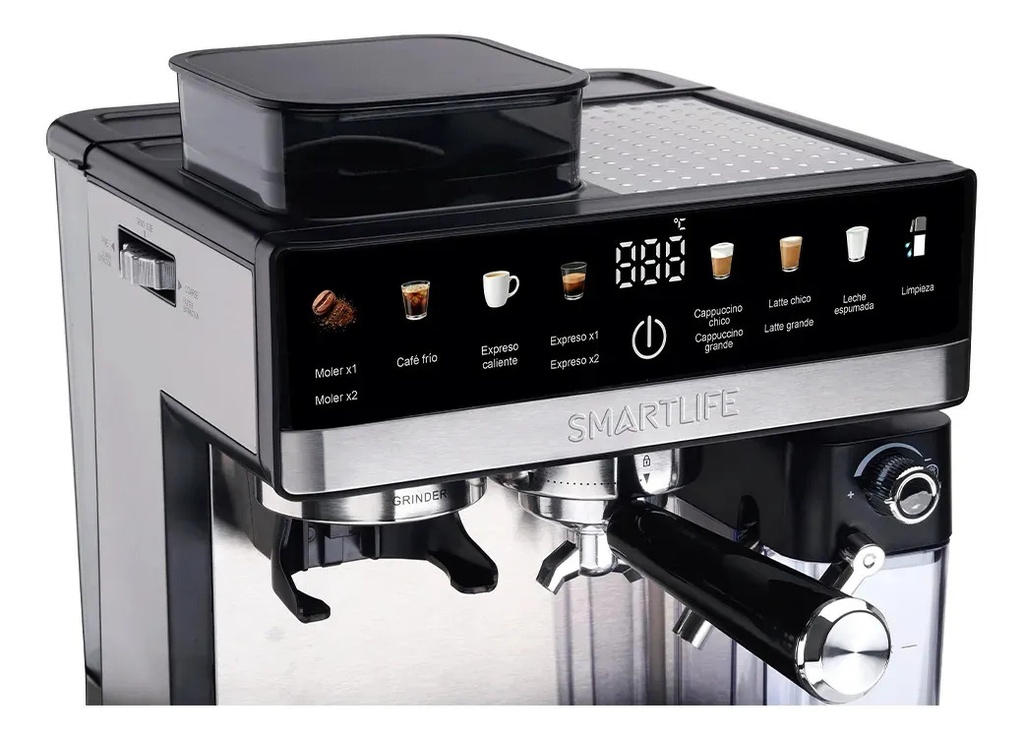 Cafetera Smart Life Expresso Sl-ecgdm5750 Dig C/molinillo Inox, Negro