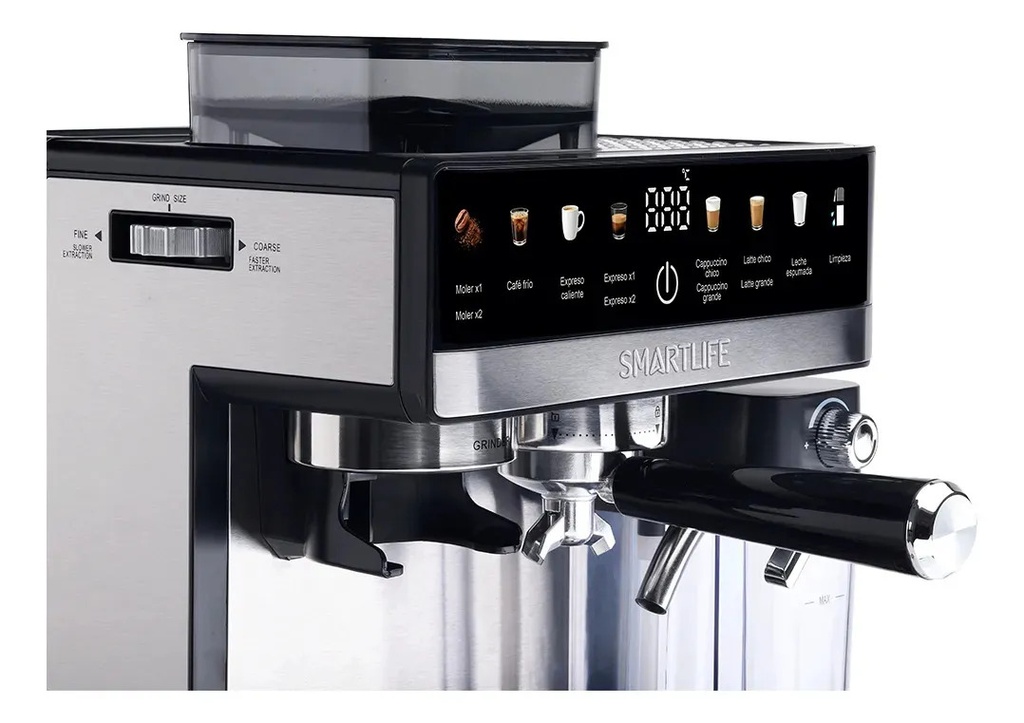 Cafetera Smart Life Expresso Sl-ecgdm5750 Dig C/molinillo Inox, Negro