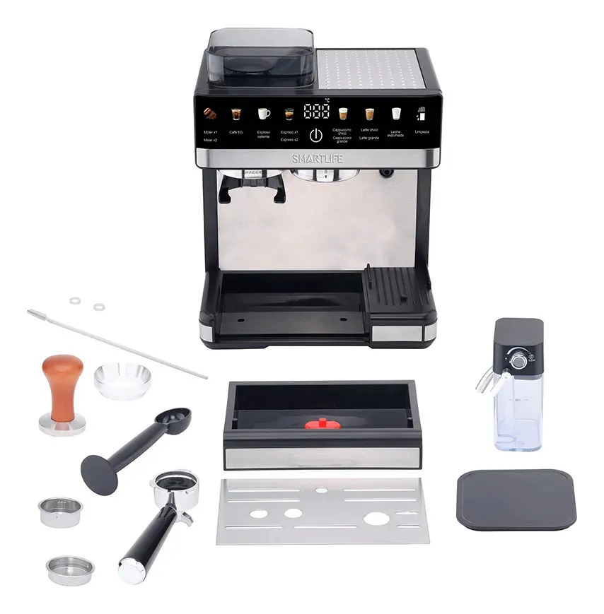 Cafetera Smart Life Expresso Sl-ecgdm5750 Dig C/molinillo Inox, Negro