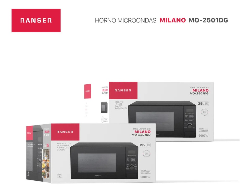 Microondas Ranser Milano Mo-2501dg 25l Grill Digital Negro