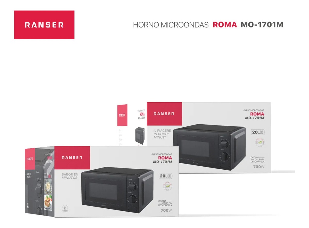 Microondas Ranser Roma Mo-1701m 20l Mecanico 700l Negro