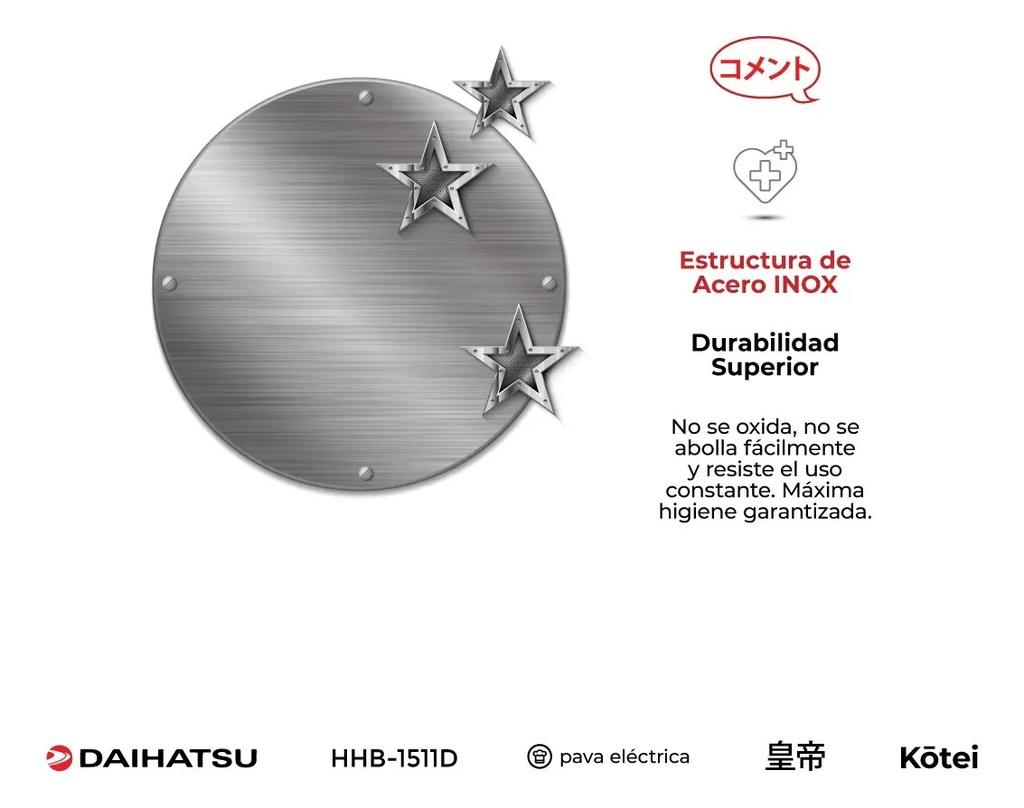 Pava Electrica Daihatsu Hhb-1511d 1.7l Acero Inoxidable Gris