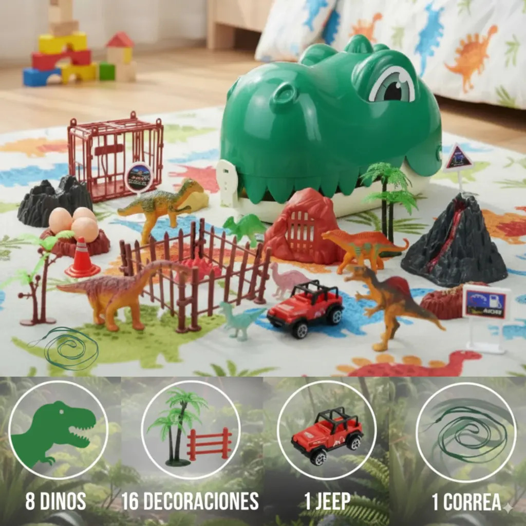 Juguete Dinosaurio Zippy Cabeza Con Accesorios 48 Piezas