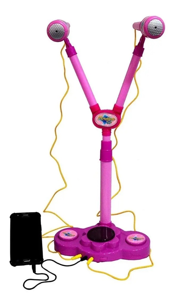 Micrófono Doble Zyppy Con Mp3 Luz Y Melodías Juguete Niños Rosa