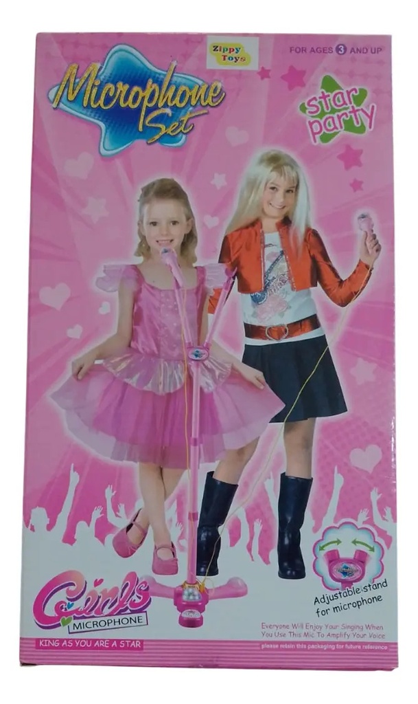 Micrófono Doble Zyppy Con Mp3 Luz Y Melodías Juguete Niños Rosa