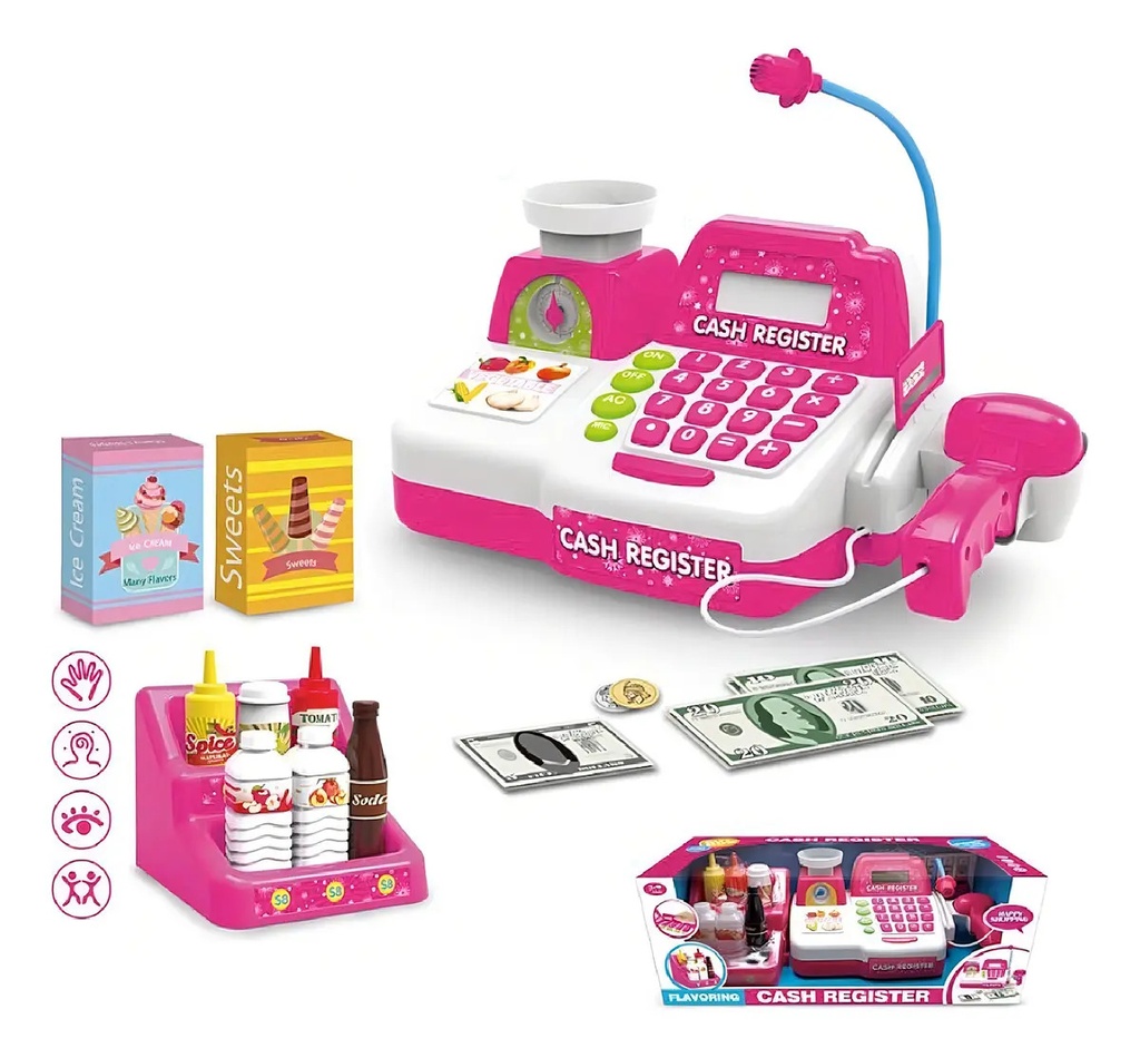 Caja Registradora Zaki Con Microfono Y Accesorios Rosa