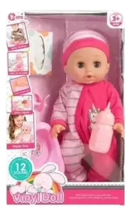 Muñeca Bebe Zaki Con Accesorios Y 12 Sonidos Rosa