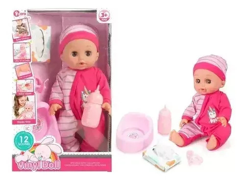 Muñeca Bebe Zaki Con Accesorios Y 12 Sonidos Rosa