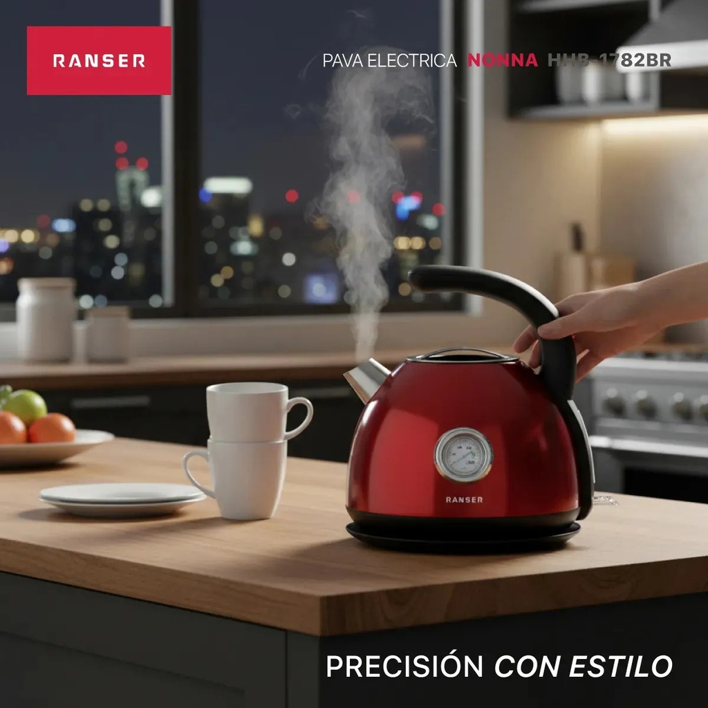 Pava Electrica Ranser Nonna Hhb-1782br 1.7 Lts Vintage Roja Rojo