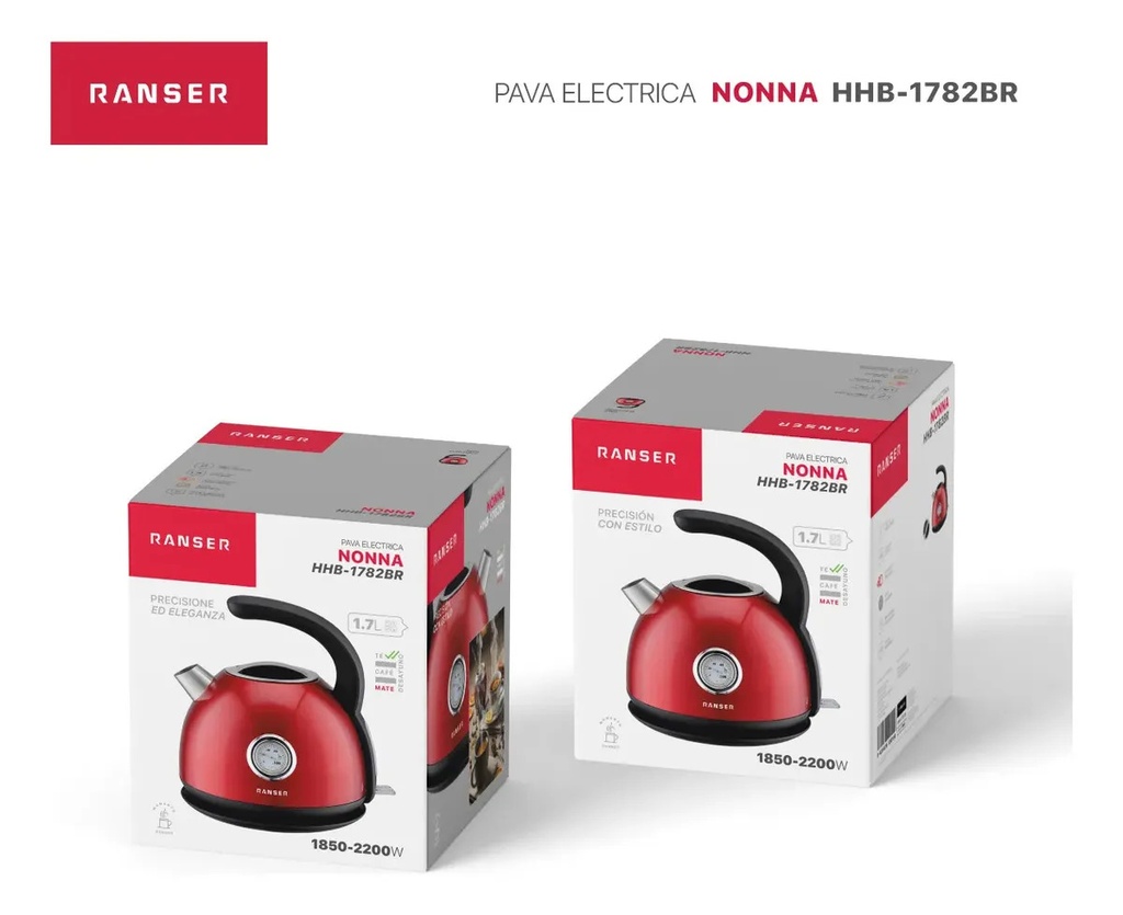 Pava Electrica Ranser Nonna Hhb-1782br 1.7 Lts Vintage Roja Rojo