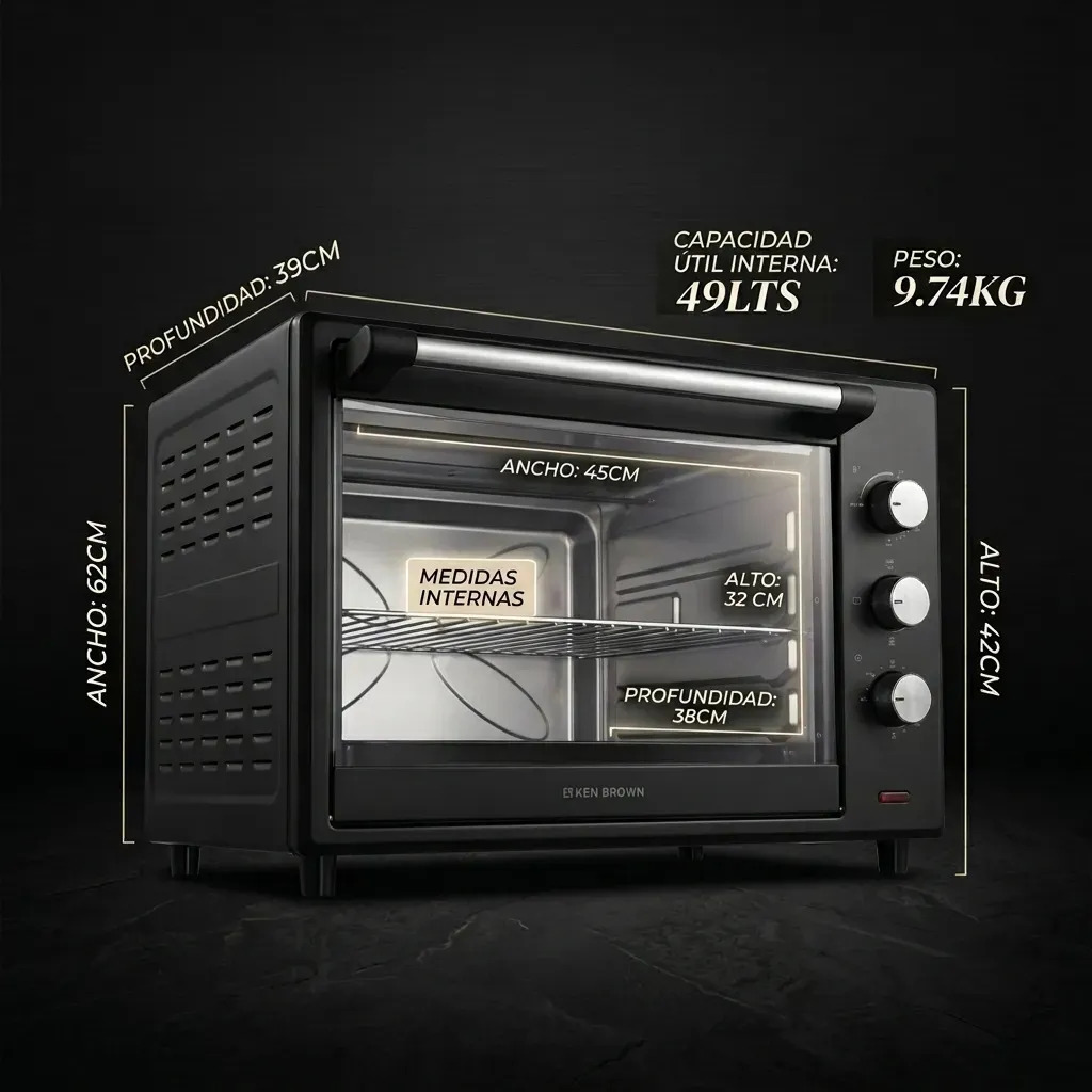 Horno Eléctrico Ken Brown Kb-85e 85 Litros Con Timer 2200w Negro