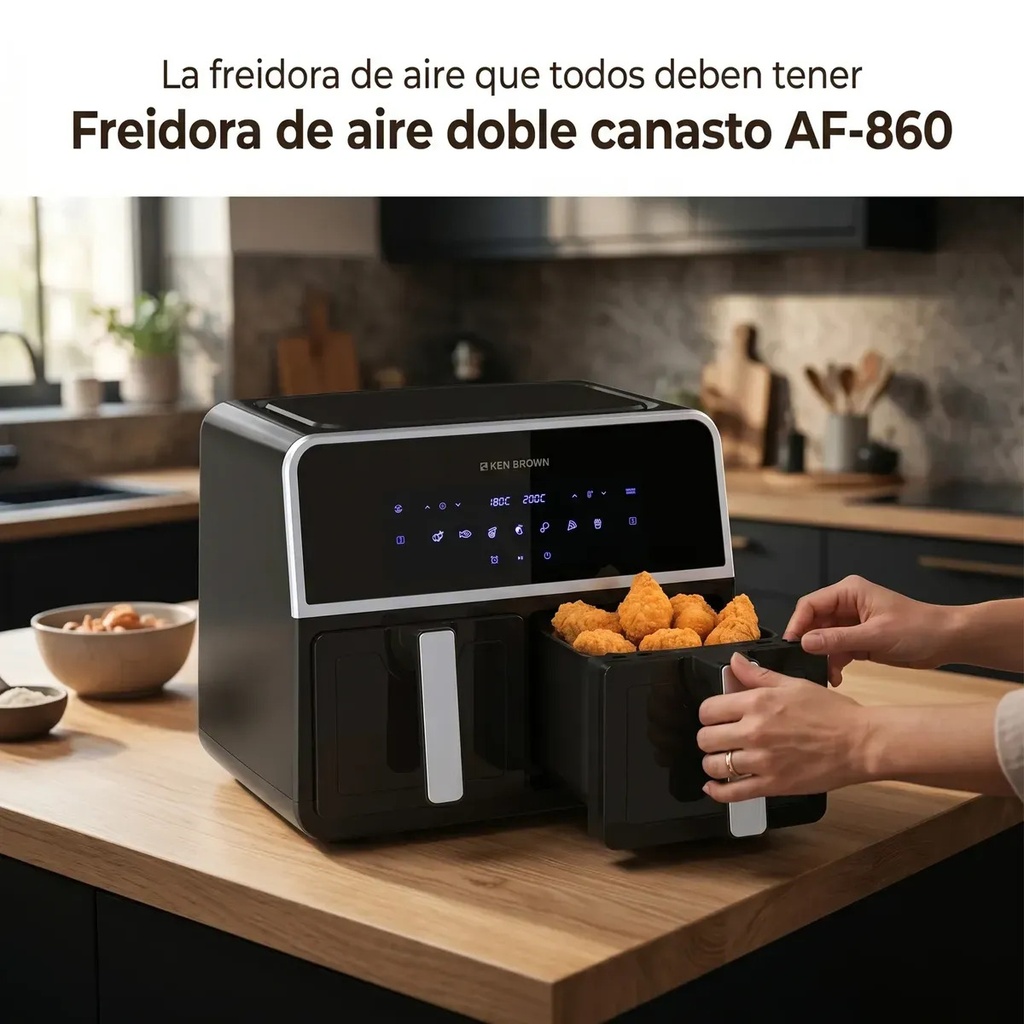 Freidora Ken Brown Af-860 Digital Doble Zona 17000w Negro