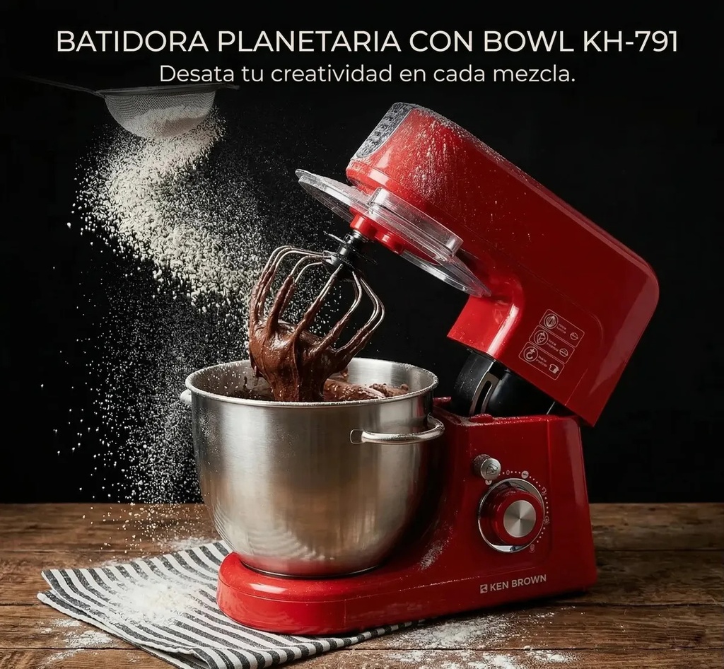 Batidora Planetaria De Pie Ken Brown Kh-791 4.5 Lts 800w Rojo 50 Hz X 60 Hz