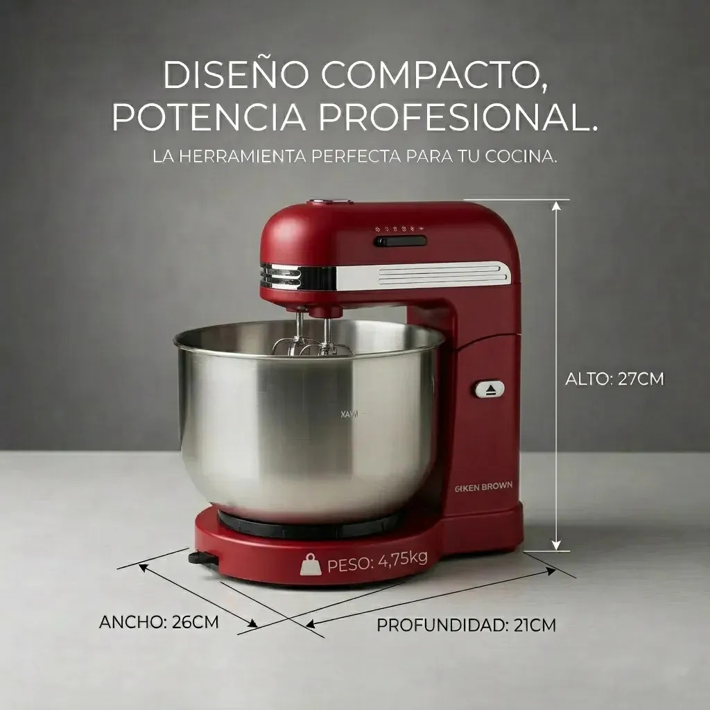 Batidora Ken Brown Kh-451 Bowl De Acero Inox 3,5l 450w Rojo Rojo 50 Hz X 60 Hz