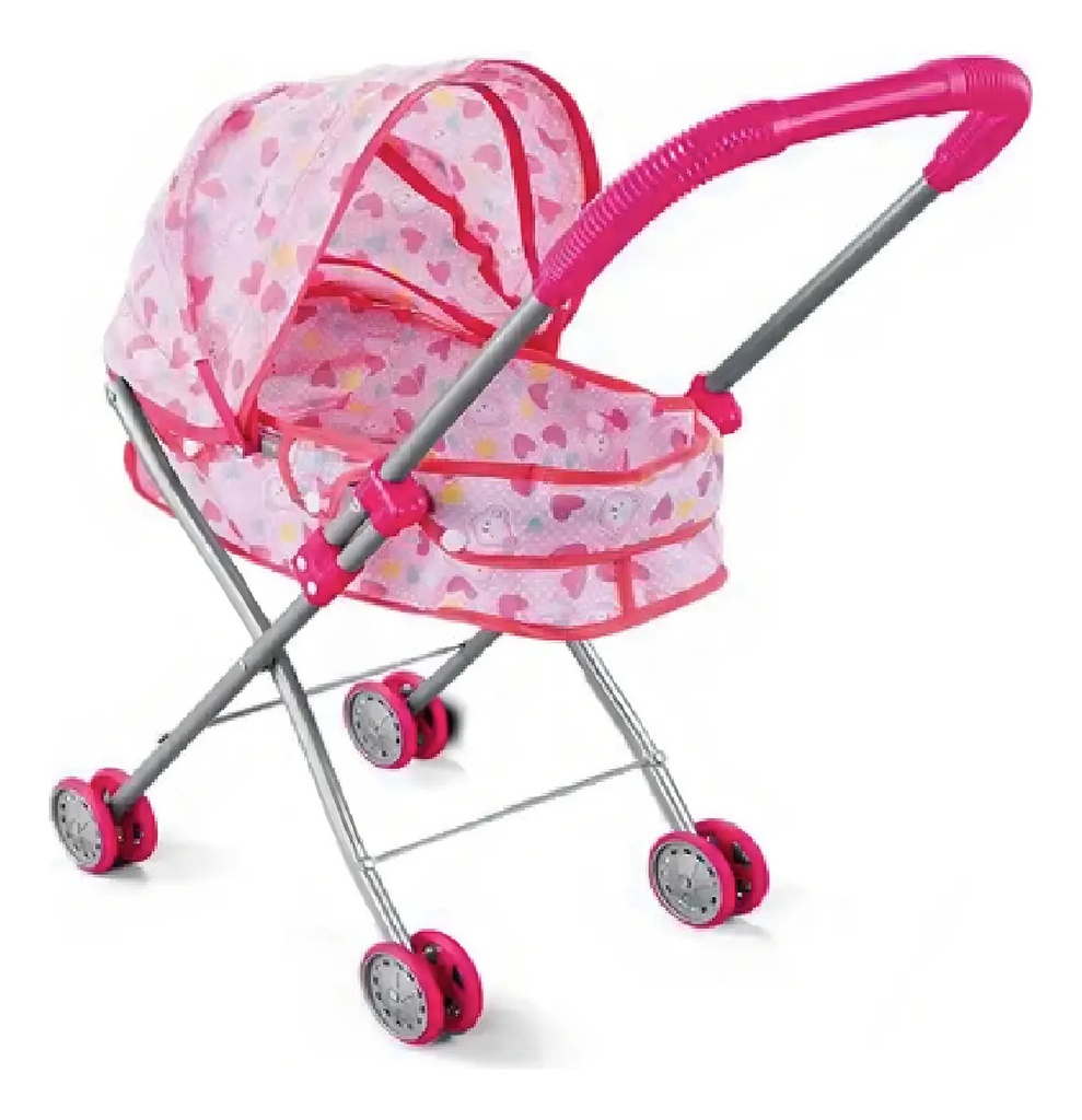 Set De Muñecas 3 En 1 Con Mecedora Cochecito Y Hamaca Rosa