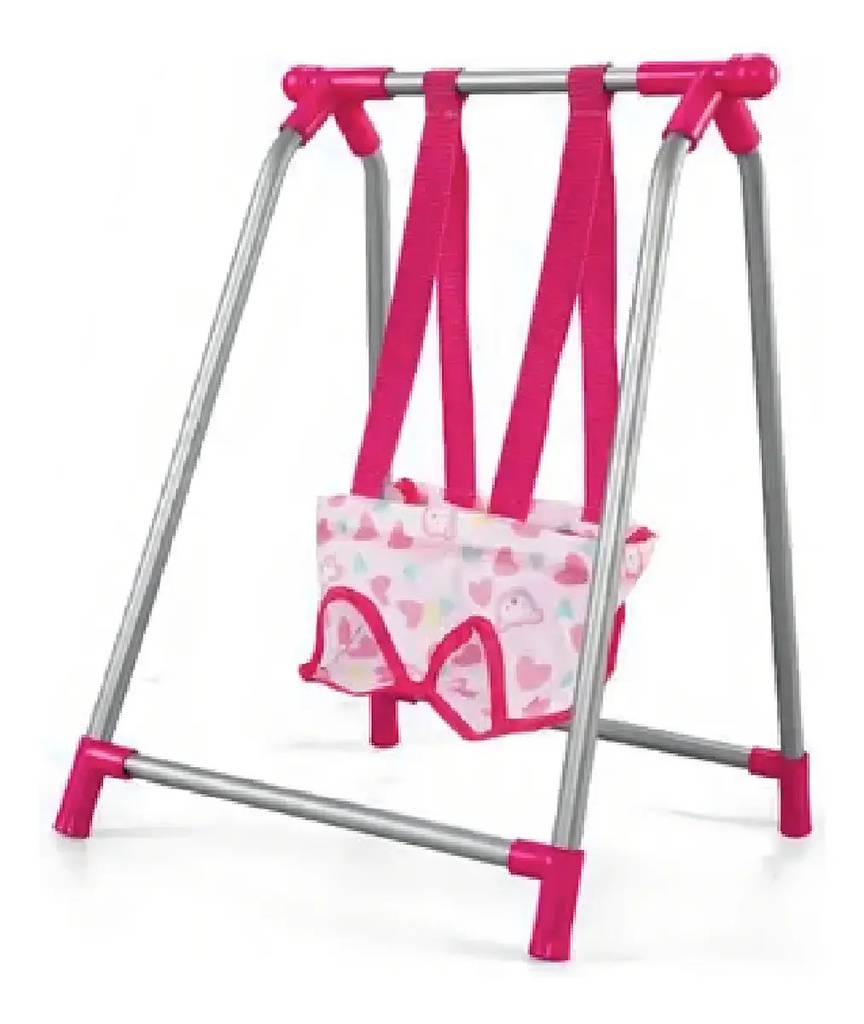 Set De Muñecas 3 En 1 Con Mecedora Cochecito Y Hamaca Rosa