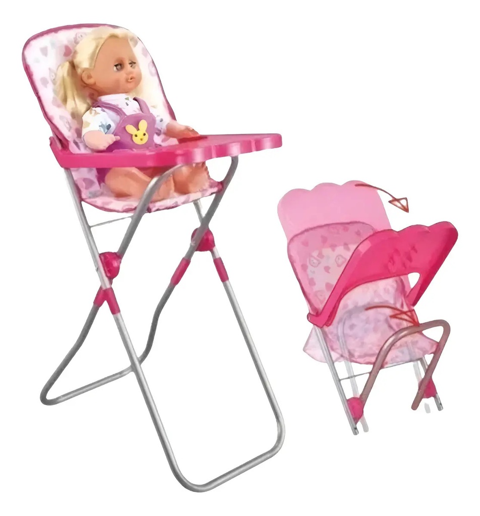 Set De Muñecas 3 En 1 Cuna Mecedora Silla Explorer Fan Rosa