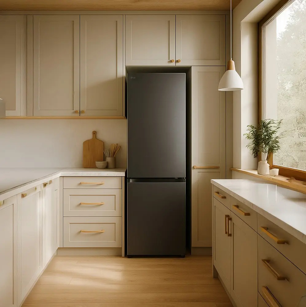 Heladera LG Vb33bpm 335l Bottom Freezer Inverter Negro Mate Gris